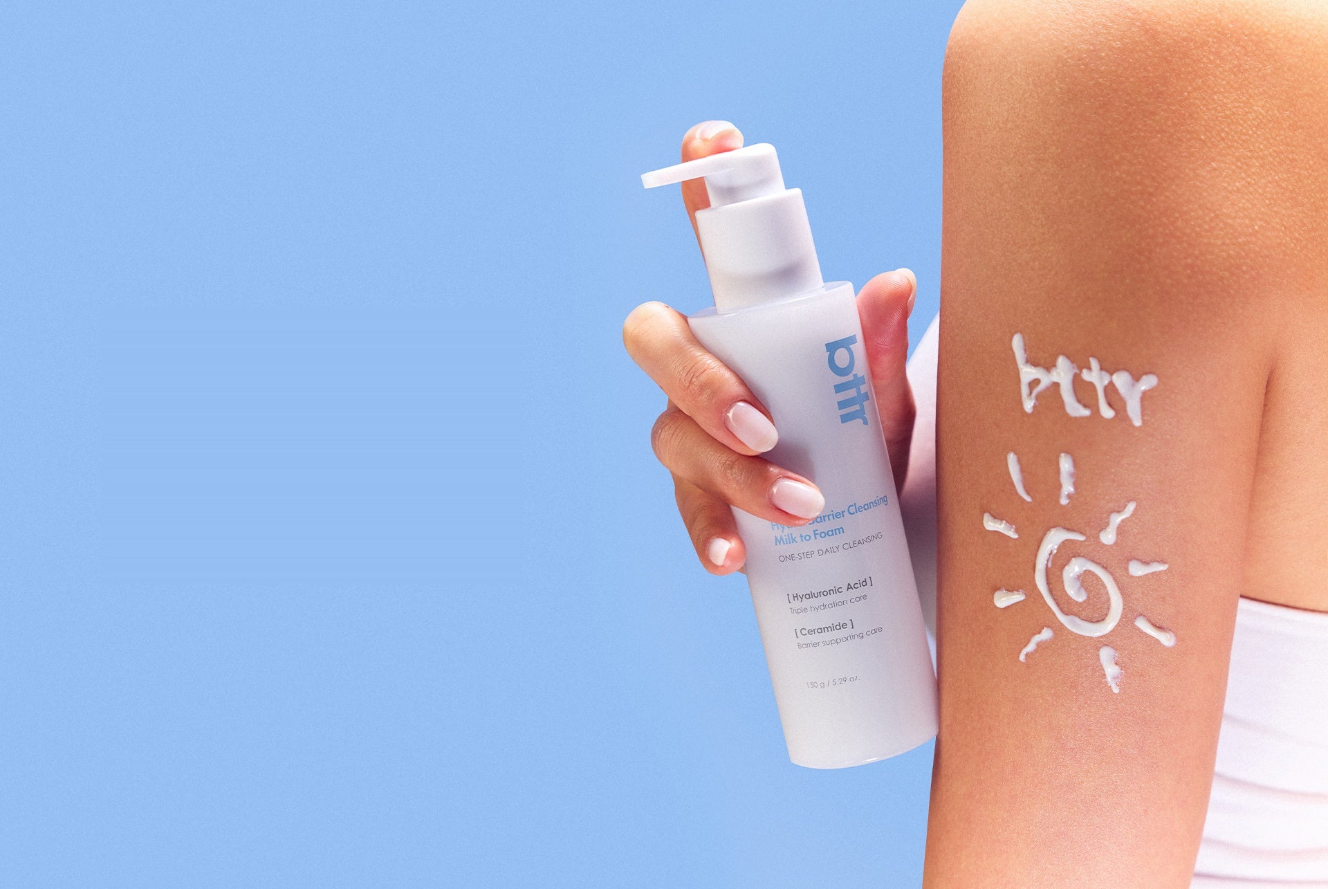 bttr sun cleansing hero — Milk to Foam, cleanse off SPF